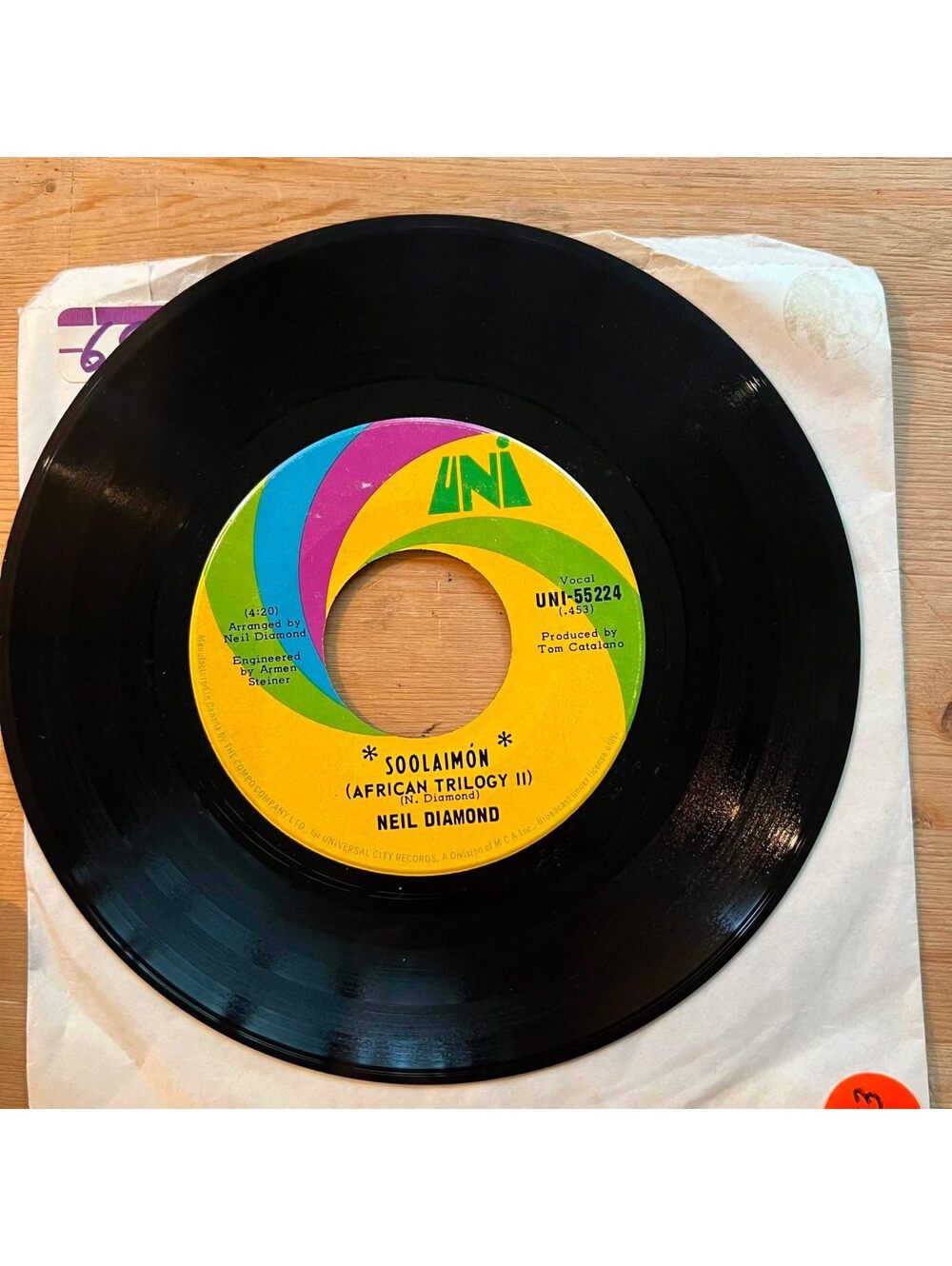 Neil Diamond - Soolaimon/And the Grass won't Pay no Mind 45rpm VG+ R11